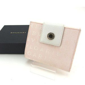 Bvlgari Wallet Purse Logo Mania Pink White Woman Authentic Used Y5324
